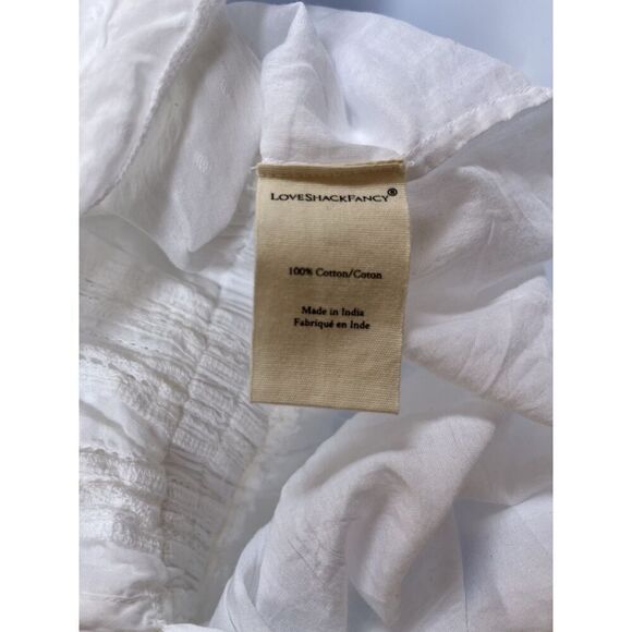 Love Shack Fancy Cotton Natasha Heritage Mini Dress White Ruffle Lace Size L 10 - Picture 8 of 16